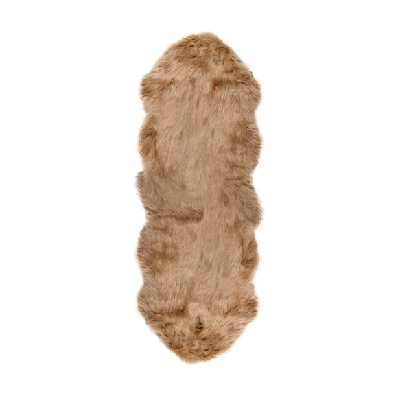 Luxe Home Decor Gordon Faux Sheepskin Double Rug1-PieceTan2'x6'